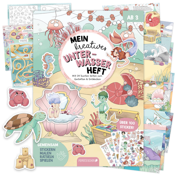Mein kreatives Unterwasser Heft - Malen, Rätseln, Stickern