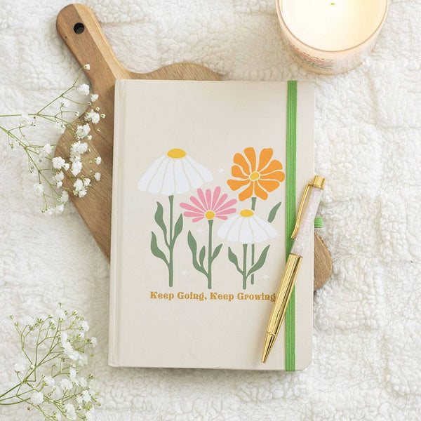 Keep Going. Keep Growing - Notizbuch mit Rosenquarzstift