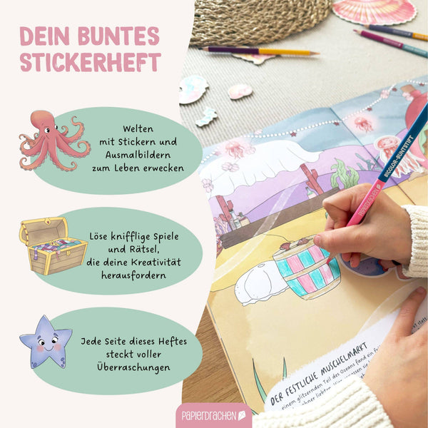 Mein kreatives Unterwasser Heft - Malen, Rätseln, Stickern