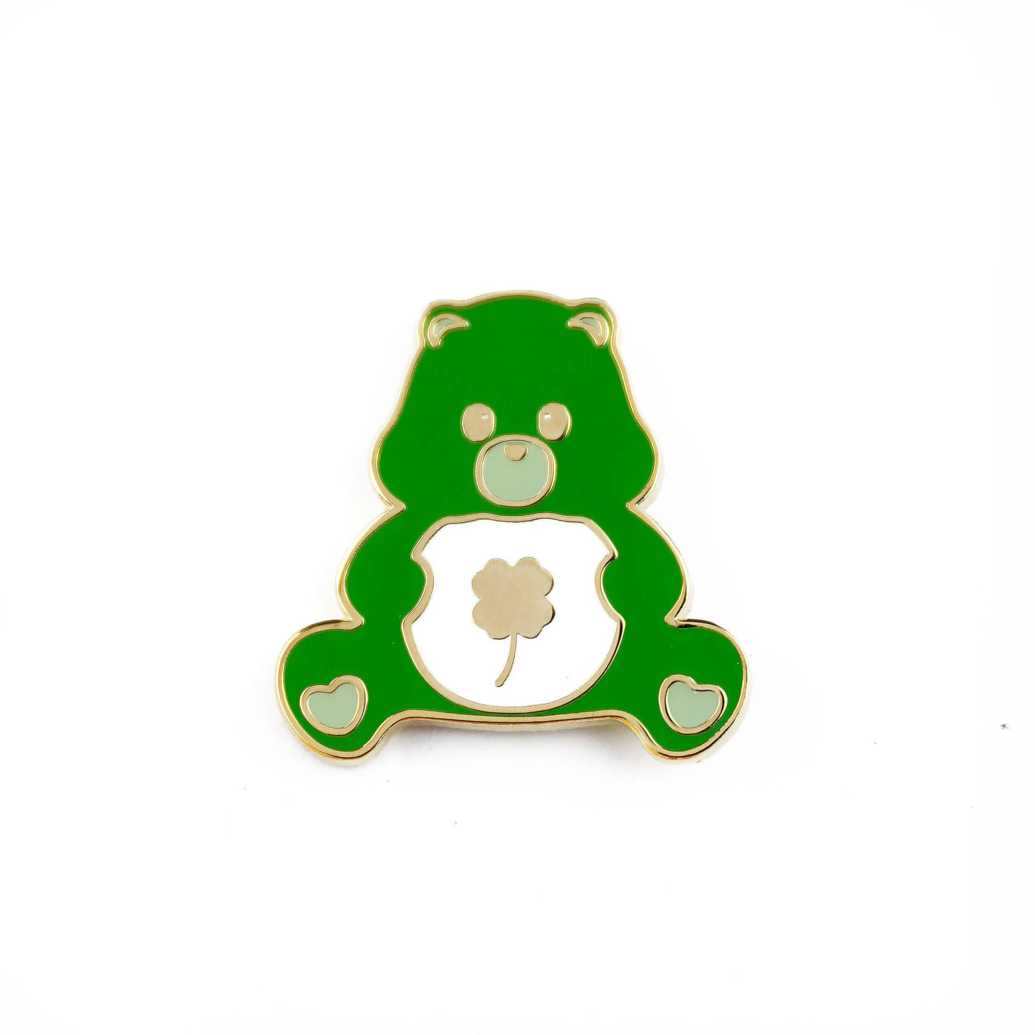 Anstecknadel Care Bear | Glücksbärchi grün Kleeblatt Pin