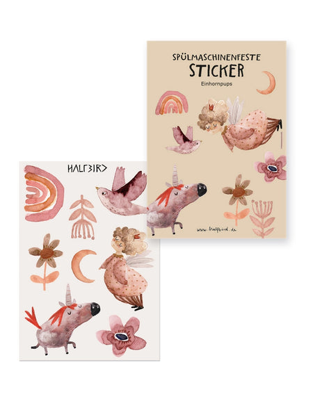 Spülmaschinenfeste Aufkleber "Einhornpups" Sticker Set Pocket Edition