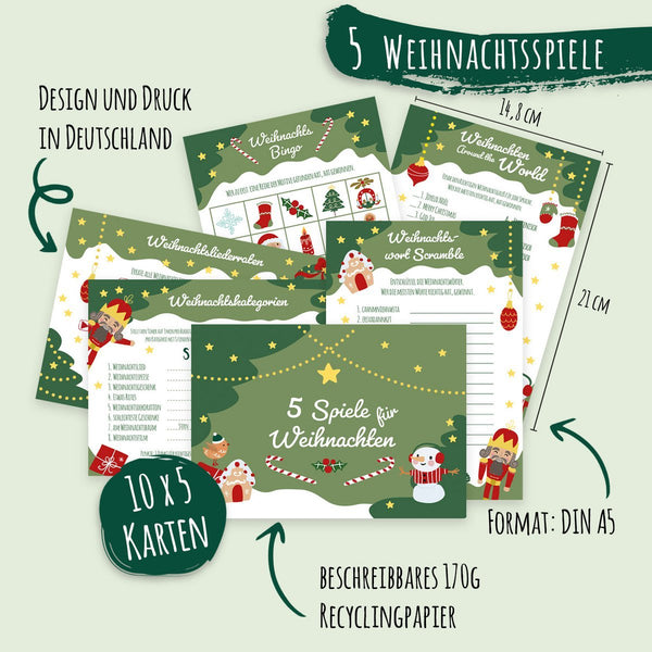 Weihnachtsspiele-Set Tannengrün