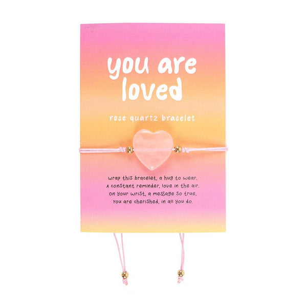 You Are Loved Armband mit Rosenquarzherz