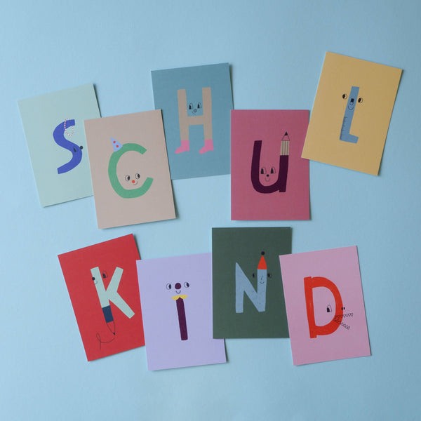 Postkarten-Set Schulkind Girlande