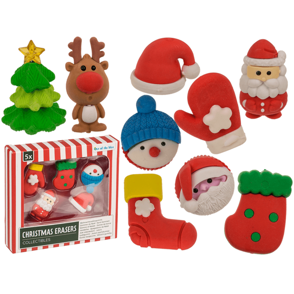 Weihnachtsradierer „Collectibles“, 5er-Set