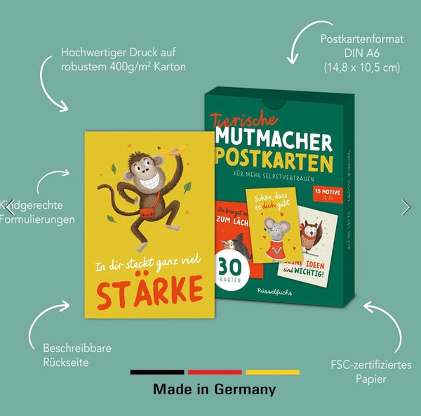 Mutmacher-Postkarten tierische Bildmotive | 30 Karten