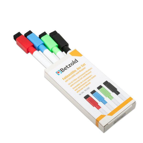 Folienstifte-Set mit Löschfilz und Magnet in 4 Farben