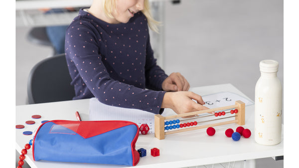 Rechenrahmen mit 20 Perlen rot-blau
