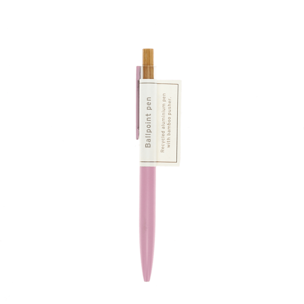Recycelter Kugelschreiber mit Bambusknopf | Baby pink