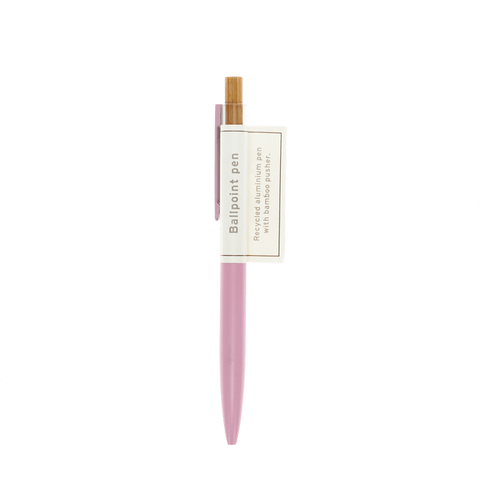 Recycelter Kugelschreiber mit Bambusknopf | Baby pink