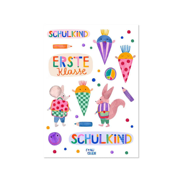 Spülmaschinenfeste Sticker *Schulkind* Maus | Frau Ottilie