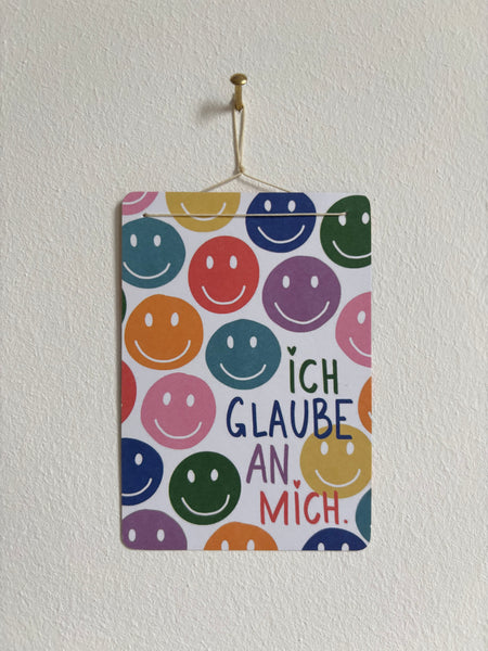 Ich glaube an mich 😃 Mutmach-Smiley Anhänger & Affirmationskarte pocket