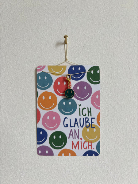 Ich glaube an mich 😃 Mutmach-Smiley Anhänger & Affirmationskarte pocket