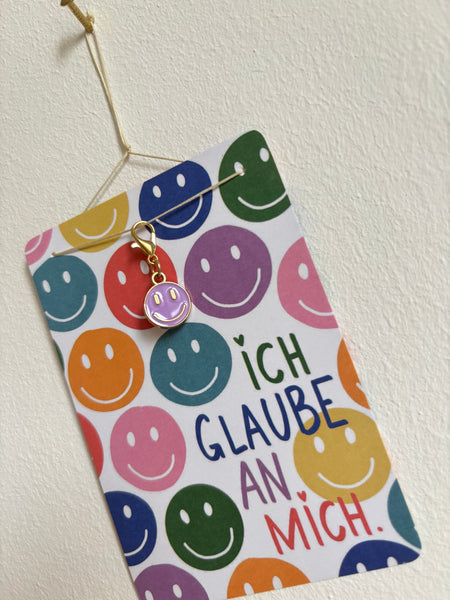 Ich glaube an mich 😃 Mutmach-Smiley Anhänger & Affirmationskarte pocket