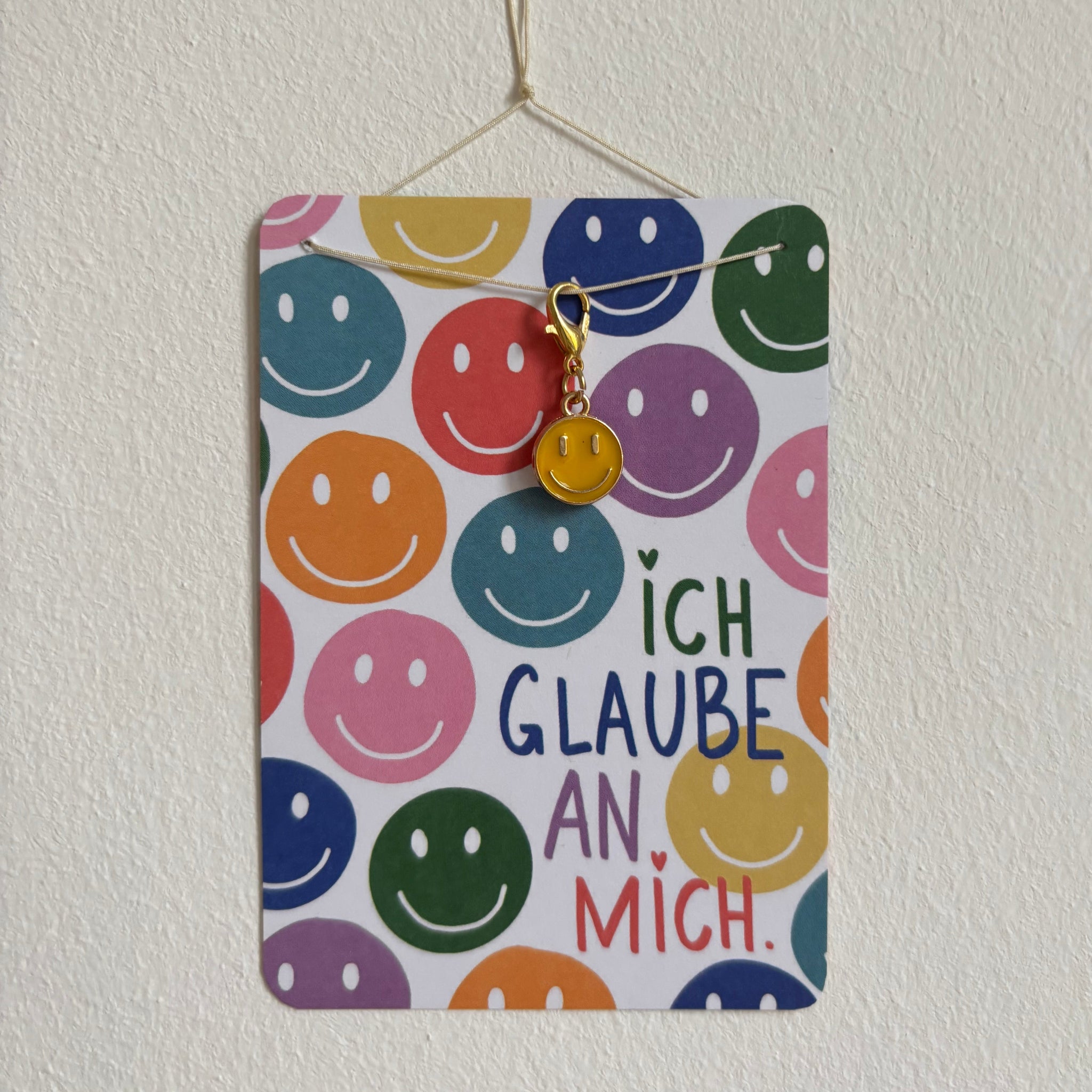 Ich glaube an mich 😃 Mutmach-Smiley Anhänger & Affirmationskarte pocket