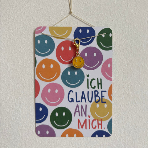 Ich glaube an mich 😃 Mutmach-Smiley Anhänger & Affirmationskarte pocket