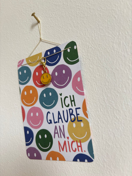 Ich glaube an mich 😃 Mutmach-Smiley Anhänger & Affirmationskarte pocket