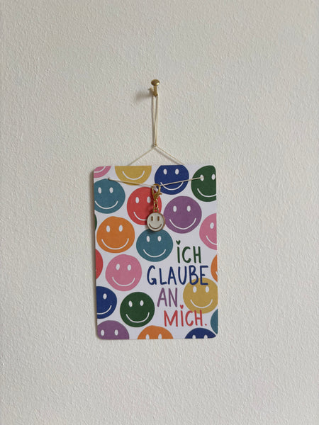Ich glaube an mich 😃 Mutmach-Smiley Anhänger & Affirmationskarte pocket
