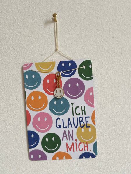 Ich glaube an mich 😃 Mutmach-Smiley Anhänger & Affirmationskarte pocket