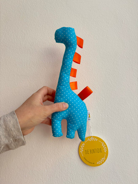 Dinosaurier Rassel blau + apricot