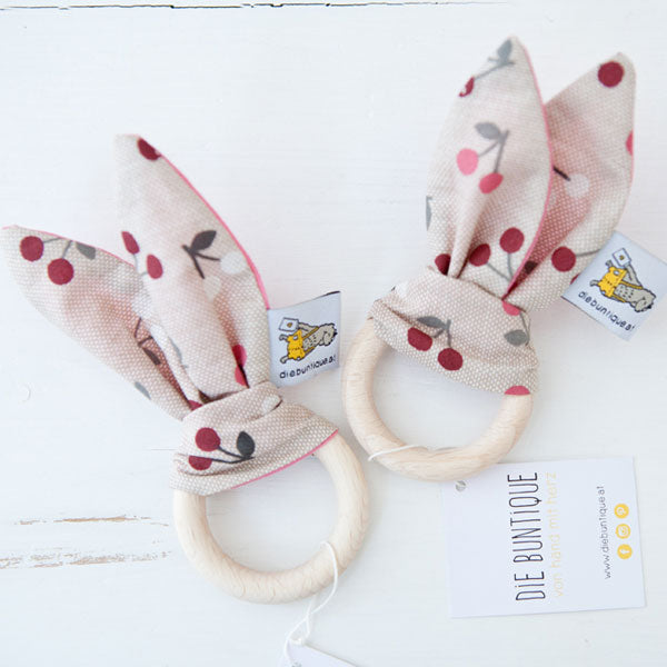 Beißring Hase beige Kirschen