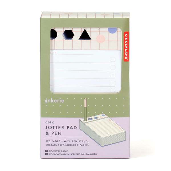 Schreibtisch Notizblock mit Stiftehalter und Stift | Desk Jotter Pad & Pen