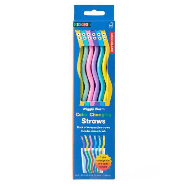 WigglyWorm ColorChanging Straws | Kidoki Wiederverwendbarer Strohhalm