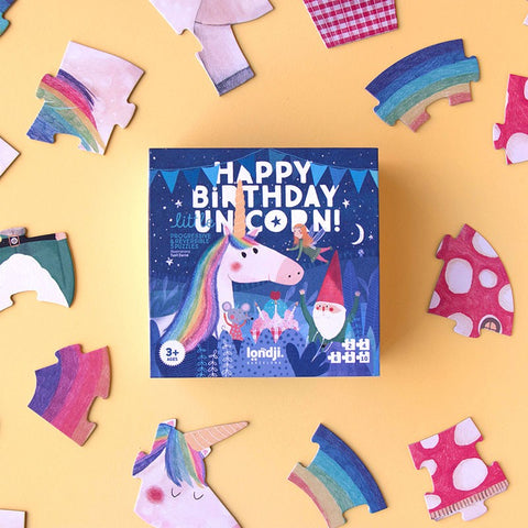 HAPPY BIRTHDAY UNICORN! Einhorn Puzzle doppelseitig | Londji