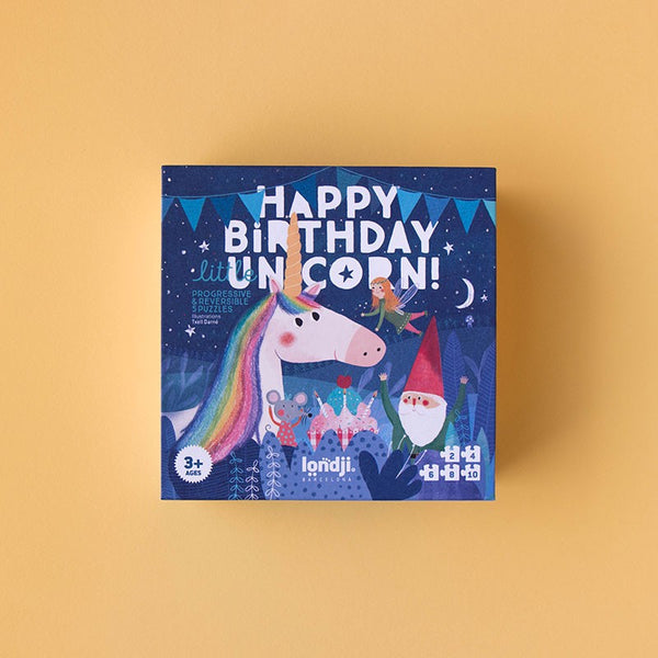 HAPPY BIRTHDAY UNICORN! Einhorn Puzzle doppelseitig | Londji