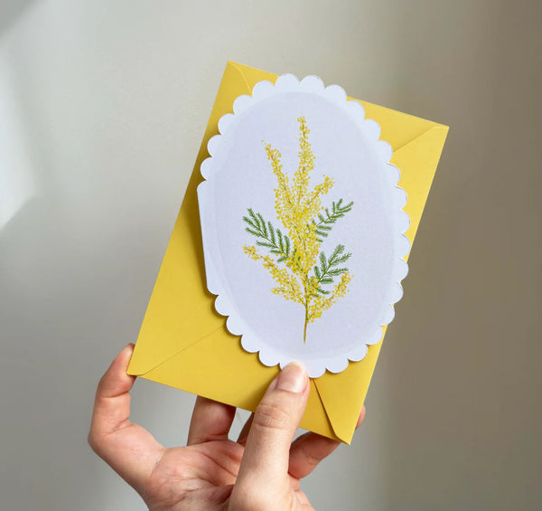 Grußkarte Mimose mit Kuvert
