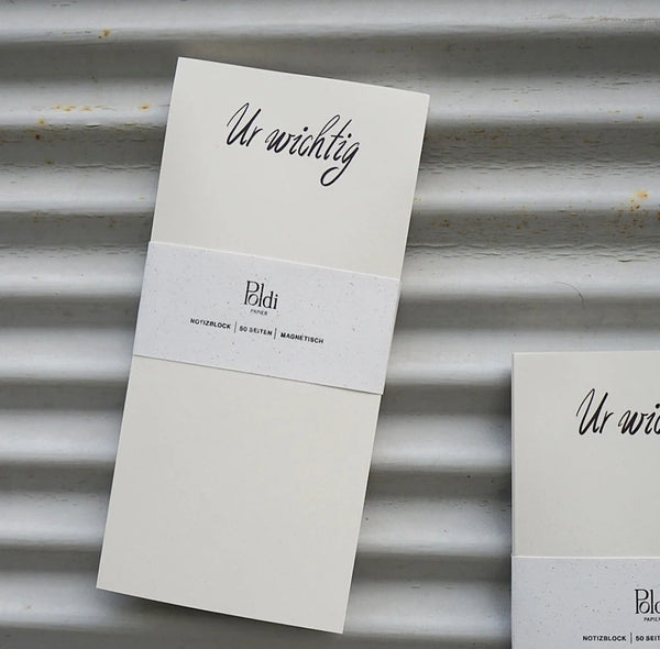 Notizblock magnetisch, "Ur Wichtig" DIN lang