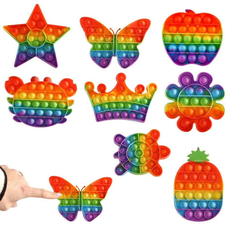 Pop It Fidget Regenbogen | Buntes Motorik-Drück-Brett