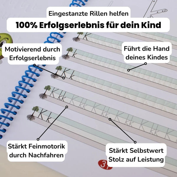 Spurrillen Schreiblern-Heft „Buchstaben“ für Linkshänder:innen | Schreibpilot