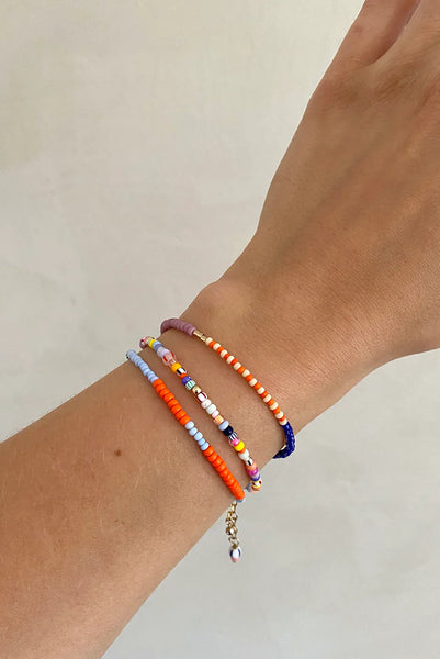 Armband LENTE - light blue - tangerine - black stripes | SAN SAN