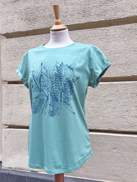 T-Shirt *Lieb sein* Sage Green + Blue