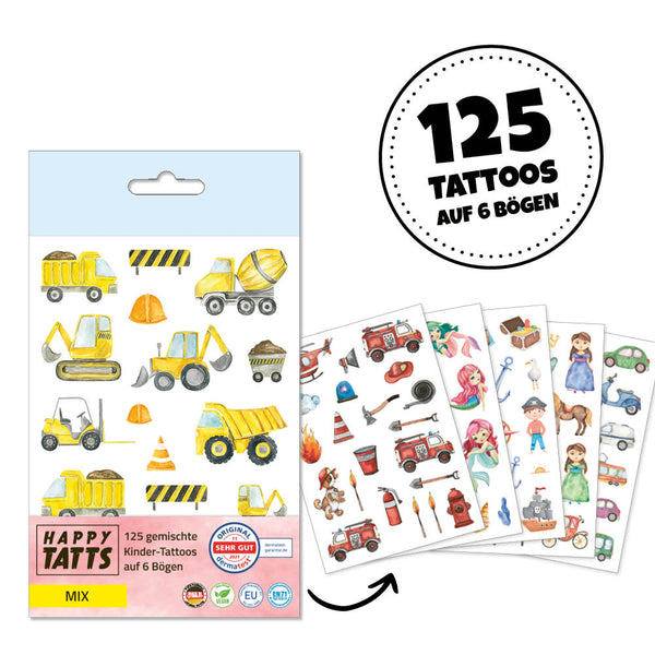 Temporary Tattoos - HAPPY TATTS Mix (125 Stück)