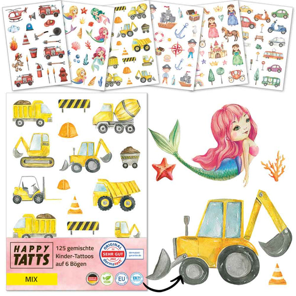 Temporary Tattoos - HAPPY TATTS Mix (125 Stück)