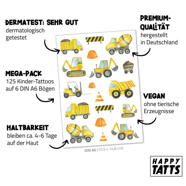Temporary Tattoos - HAPPY TATTS Mix (125 Stück)