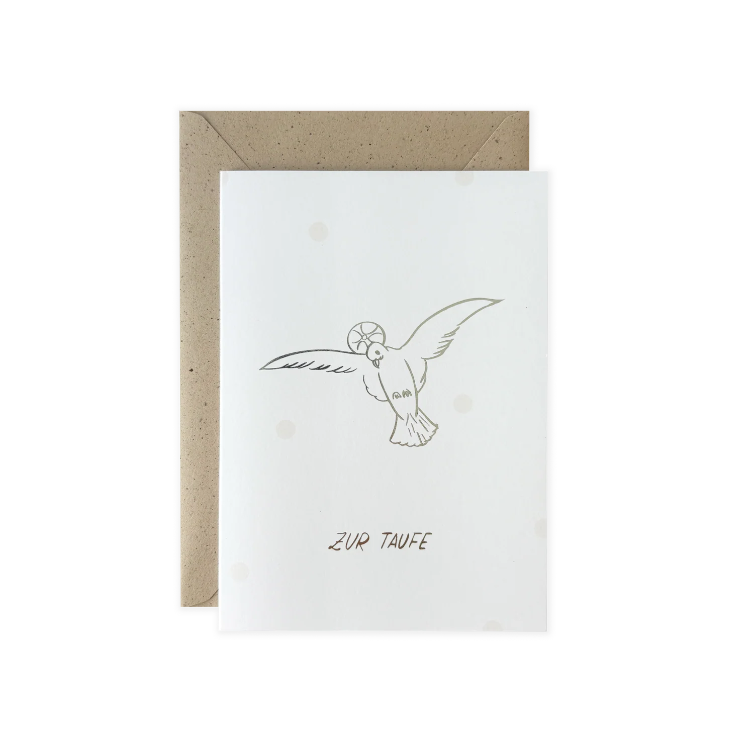 Grußkarte "Zur Taufe" Punkte / Taube mit Kuvert
