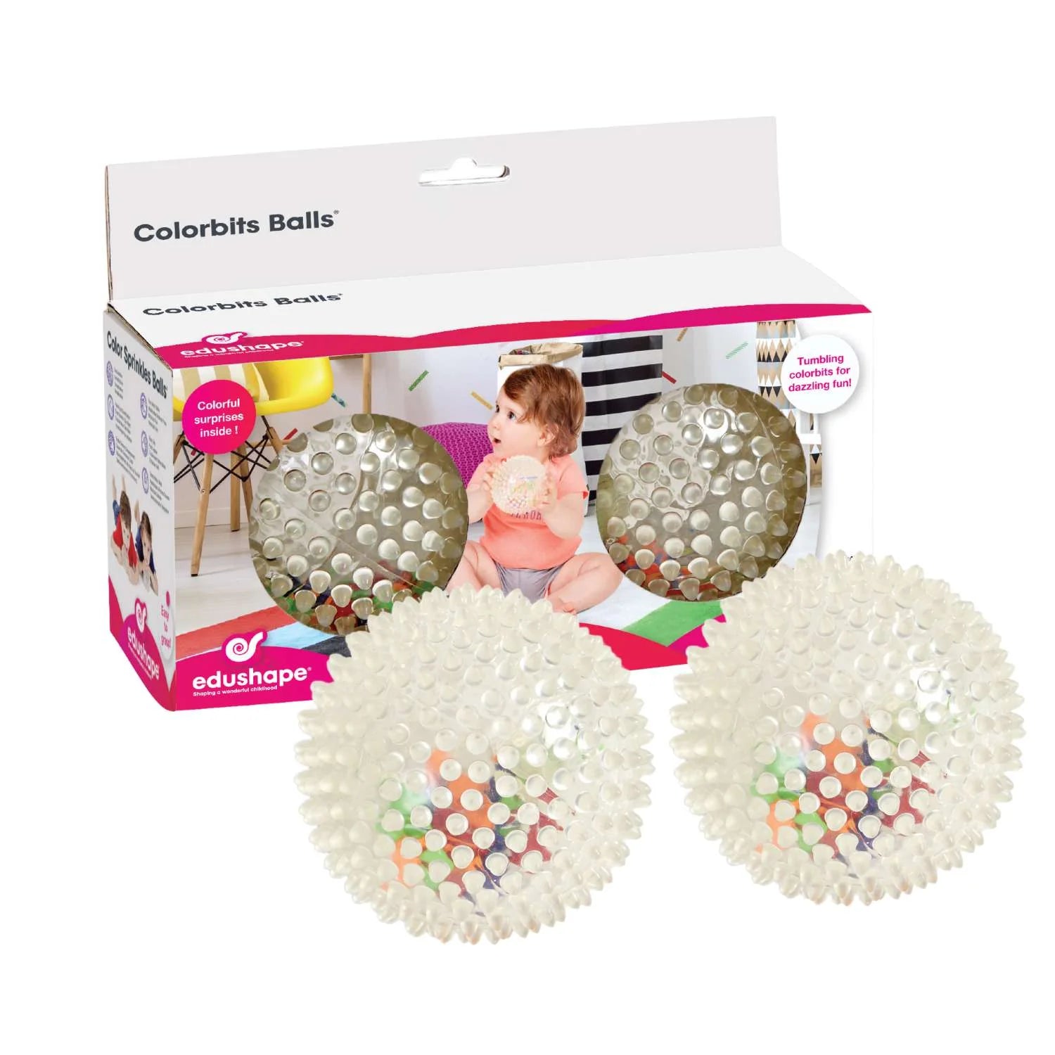 Sensorikbälle Hüpfende Konfetti 2er Set | Edushape COLORBITS BALLS