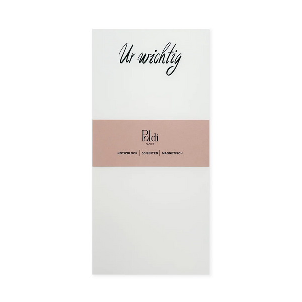 Notizblock magnetisch, "Ur Wichtig" DIN lang