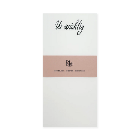 Notizblock magnetisch, "Ur Wichtig" DIN lang
