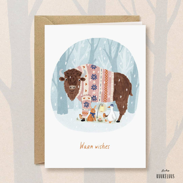 Weihnachtskarte *warm wishes * Bison