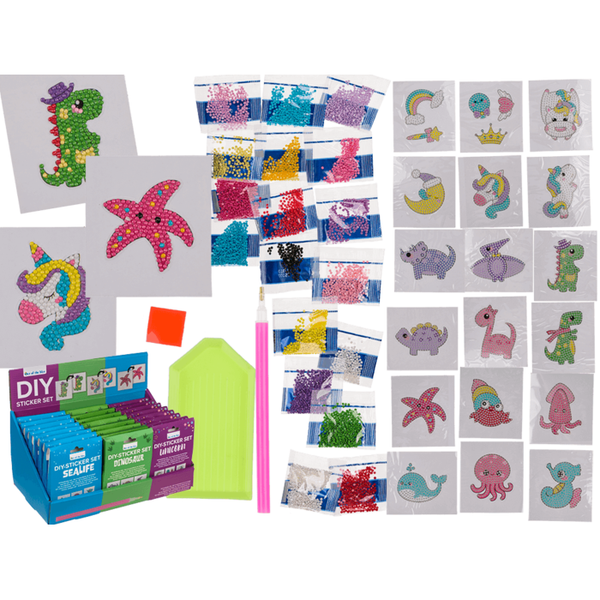 DIY Aufkleber-Set (Einhorn, Dinosaurier, Meeresbewohner)