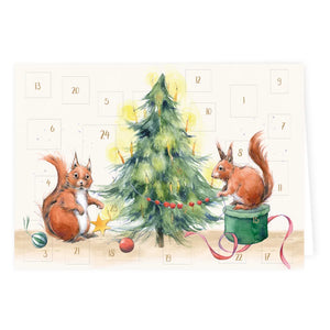 Adventkalender Klappkarte * Gemütliche Weihnachten mit Eichhörnchen *