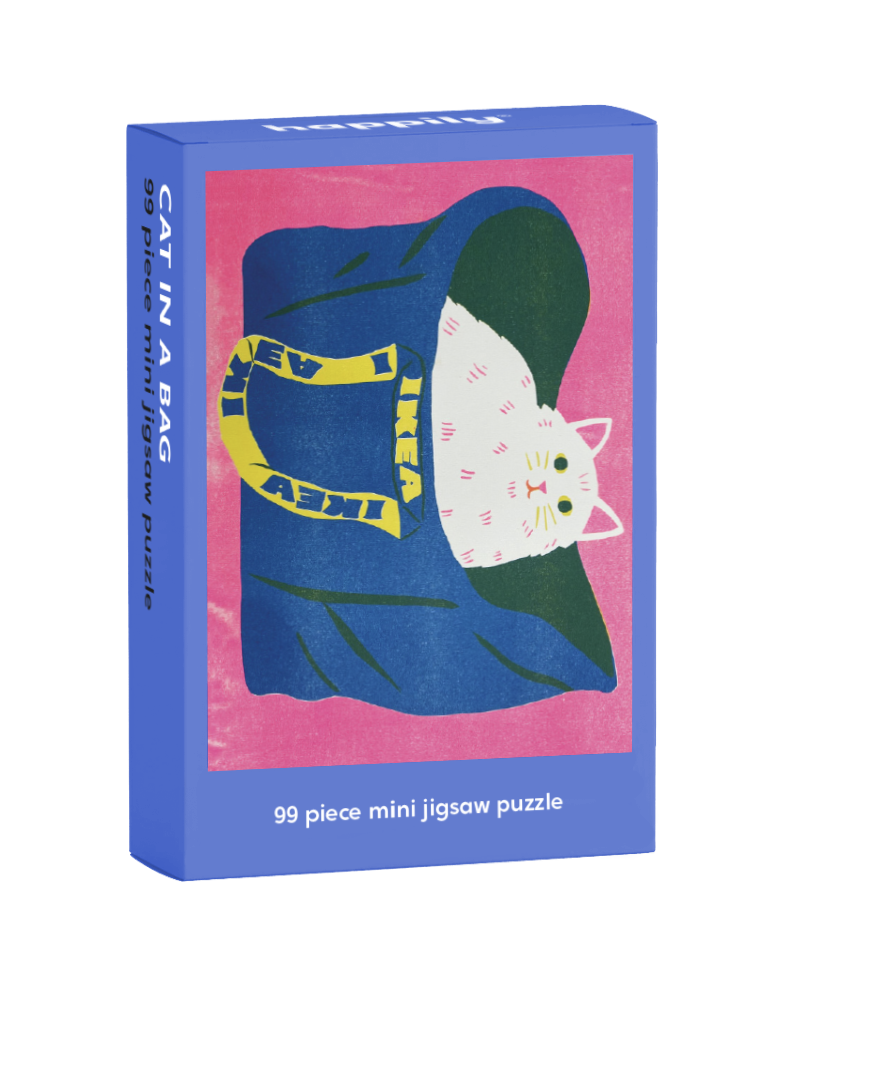 Mini-Puzzle cat in a bag | 99-teiliges Katzenpuzzle