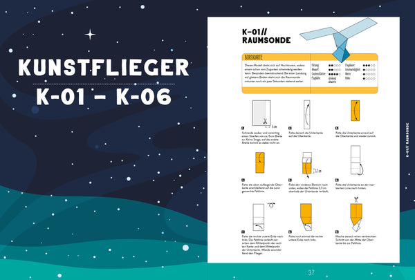 Weltraum Papierflieger | mit Faltanleitungen, Startrampe und 55 Motiv-Papieren