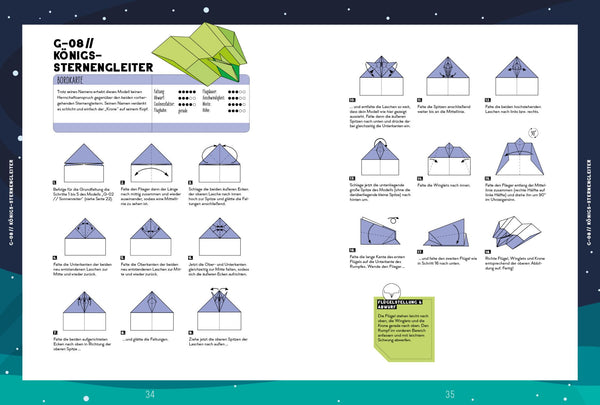 Weltraum Papierflieger | mit Faltanleitungen, Startrampe und 55 Motiv-Papieren