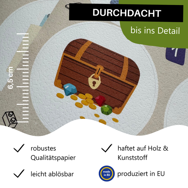 Ordnungssticker fürs Kinderzimmer | 52 Sticker |  Ø6,5 cm |