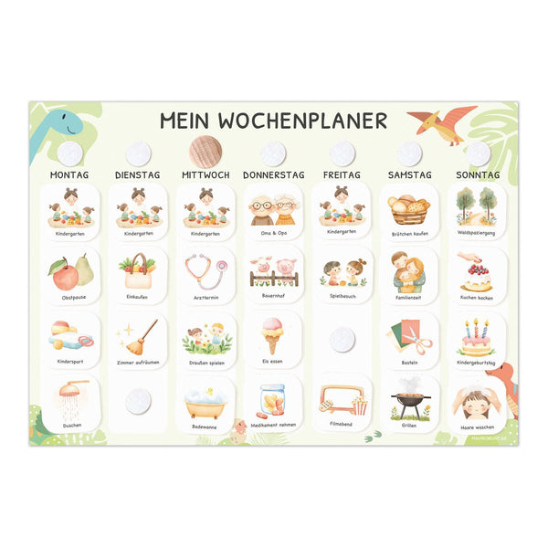 Wochenplaner Kinder inkl. 350 Routinekärtchen | Dino